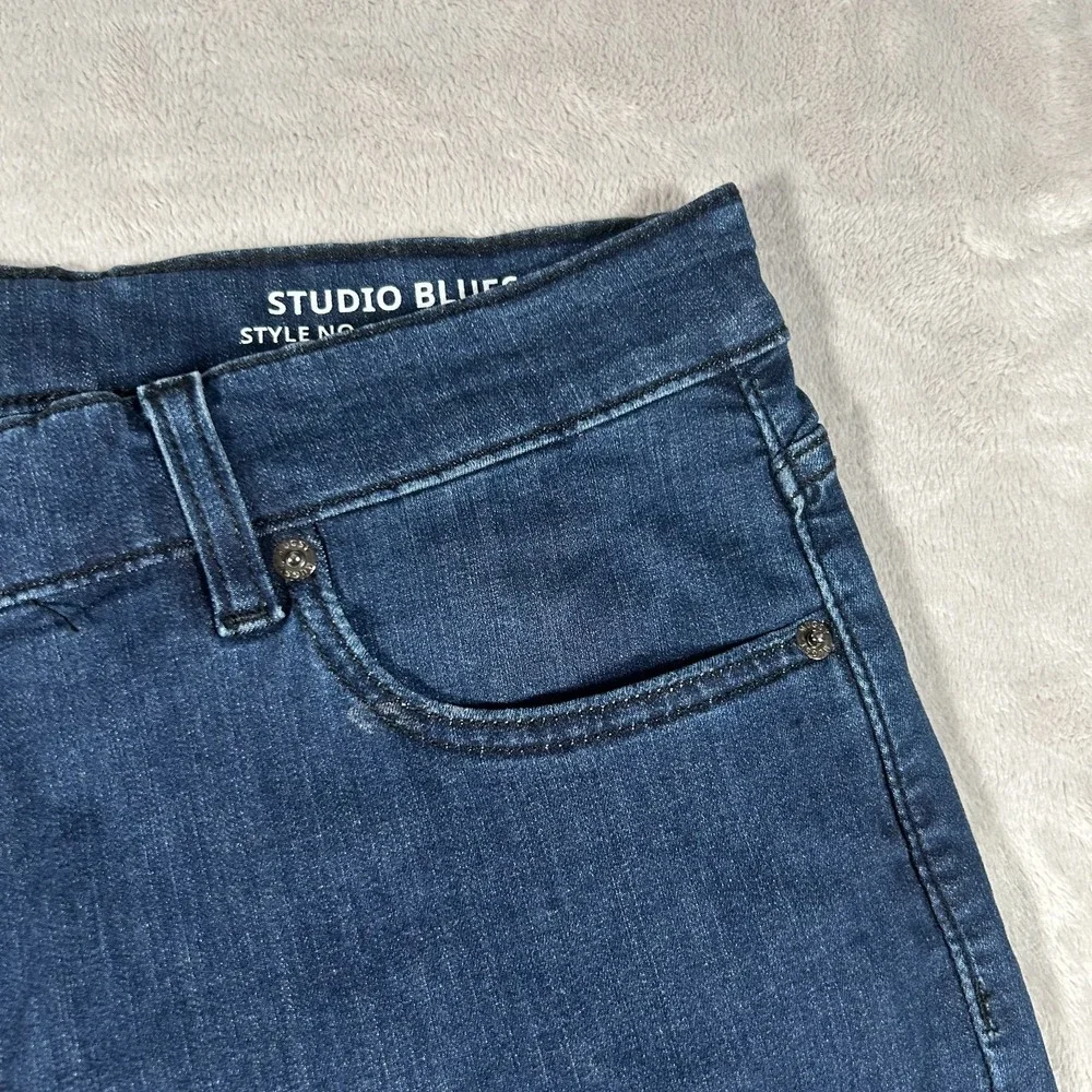 Mugsy Studio Blues Jeans Mens 36x28 Blue Dark Wash Stretch Flex Fit 5 Pocket EUC